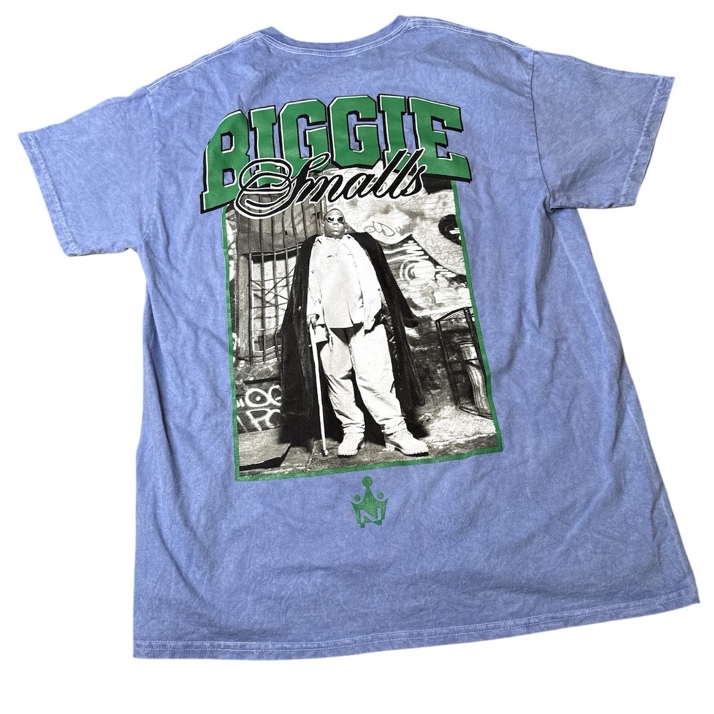 Biggie Smalls bleached Distressed dyed Tee extra large blue